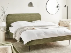 Best Łóżko Sztruks FLAYAT 160 x 200 cm Zielony Łóżka Tapicerowane|Łóżka Podwójne