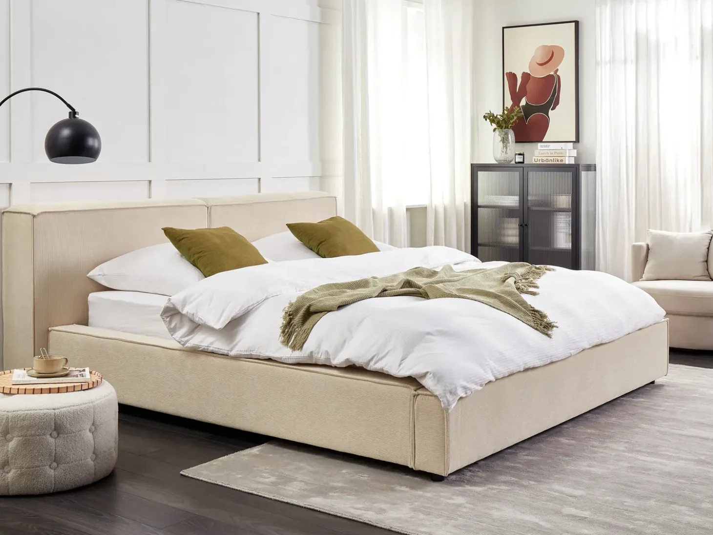 Best Sztruks LINARDS 180 x 200 cm Łóżka Tapicerowane|Łóżka Podwójne