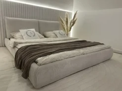 Best Sztruks VINAY 180 x 200 cm Jasno Łóżka Tapicerowane|Łóżka Podwójne