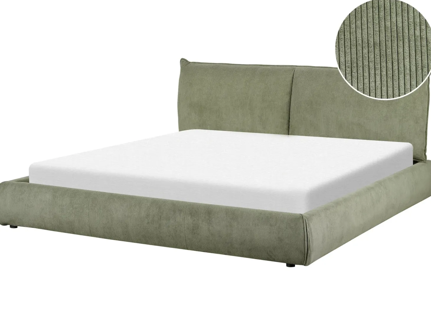 Discount Sztruks VINAY 180 x 200 cm Oliwkowy Łóżka Tapicerowane|Łóżka Podwójne
