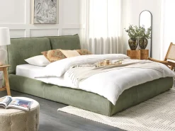 Discount Sztruks VINAY 180 x 200 cm Oliwkowy Łóżka Tapicerowane|Łóżka Podwójne