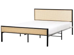 Outlet Łóżko Technorattan AVANTON 140 x 200 cm Czarny Łóżka Metalowe|Łóżka Podwójne