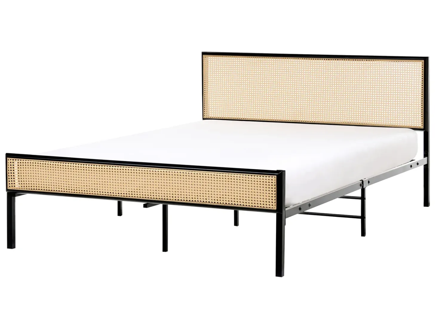 Outlet Łóżko Technorattan AVANTON 140 x 200 cm Czarny Łóżka Metalowe|Łóżka Podwójne