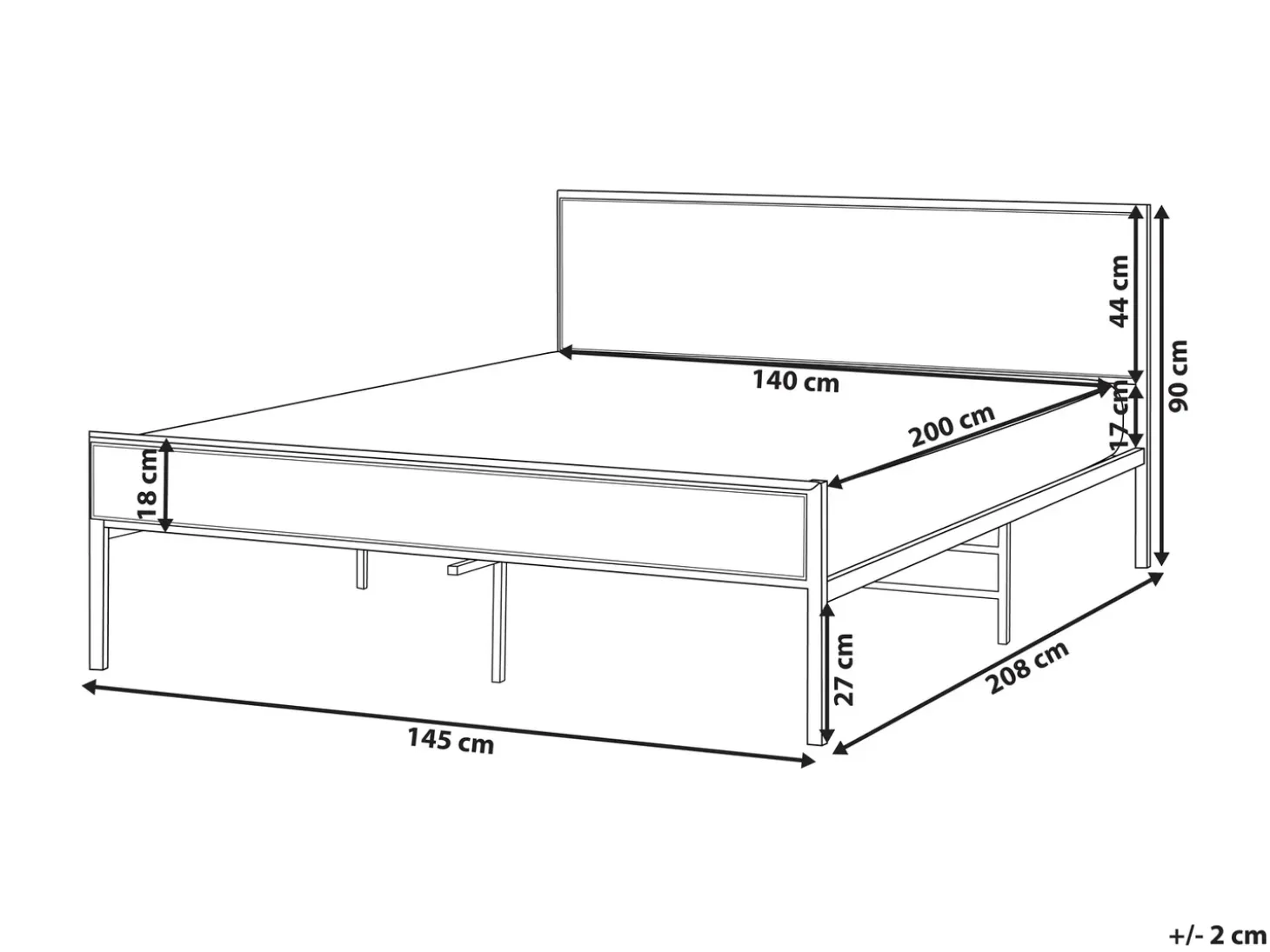 Outlet Łóżko Technorattan AVANTON 140 x 200 cm Czarny Łóżka Metalowe|Łóżka Podwójne