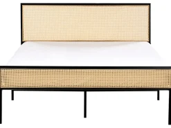 Outlet Łóżko Technorattan AVANTON 140 x 200 cm Czarny Łóżka Metalowe|Łóżka Podwójne