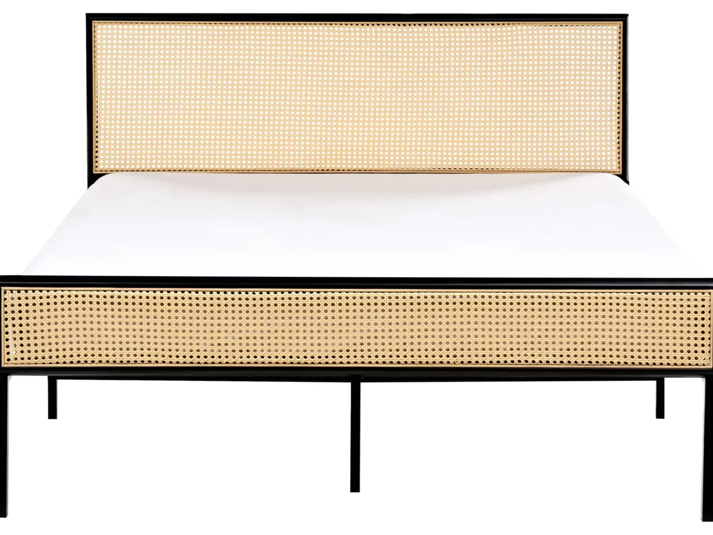 Outlet Łóżko Technorattan AVANTON 140 x 200 cm Czarny Łóżka Metalowe|Łóżka Podwójne