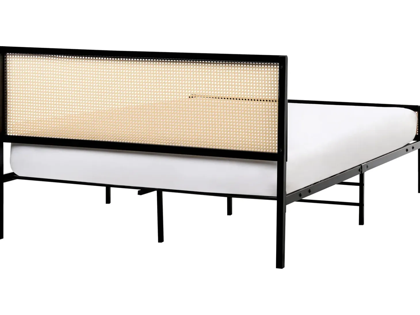 Outlet Łóżko Technorattan AVANTON 140 x 200 cm Czarny Łóżka Metalowe|Łóżka Podwójne