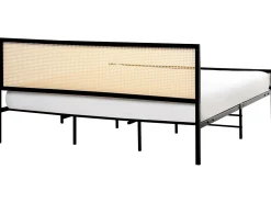 Łóżko Technorattan AVANTON 180 x 200 cm Czarny Łóżka Metalowe|Łóżka Podwójne