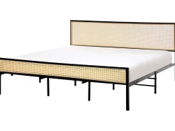 Łóżko Technorattan AVANTON 180 x 200 cm Czarny Łóżka Metalowe|Łóżka Podwójne