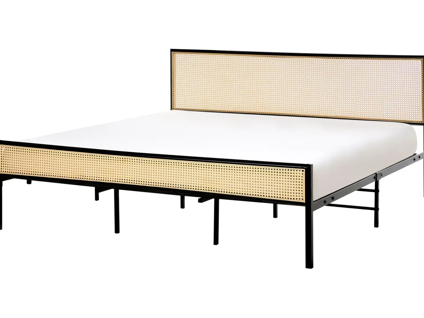 Łóżko Technorattan AVANTON 180 x 200 cm Czarny Łóżka Metalowe|Łóżka Podwójne