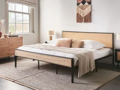 Łóżko Technorattan AVANTON 180 x 200 cm Czarny Łóżka Metalowe|Łóżka Podwójne