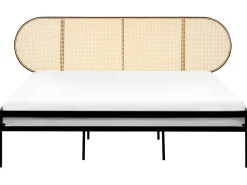 Best Łóżko Technorattan BOULIN 180 x 200 cm Czarny Łóżka Metalowe|Łóżka Podwójne