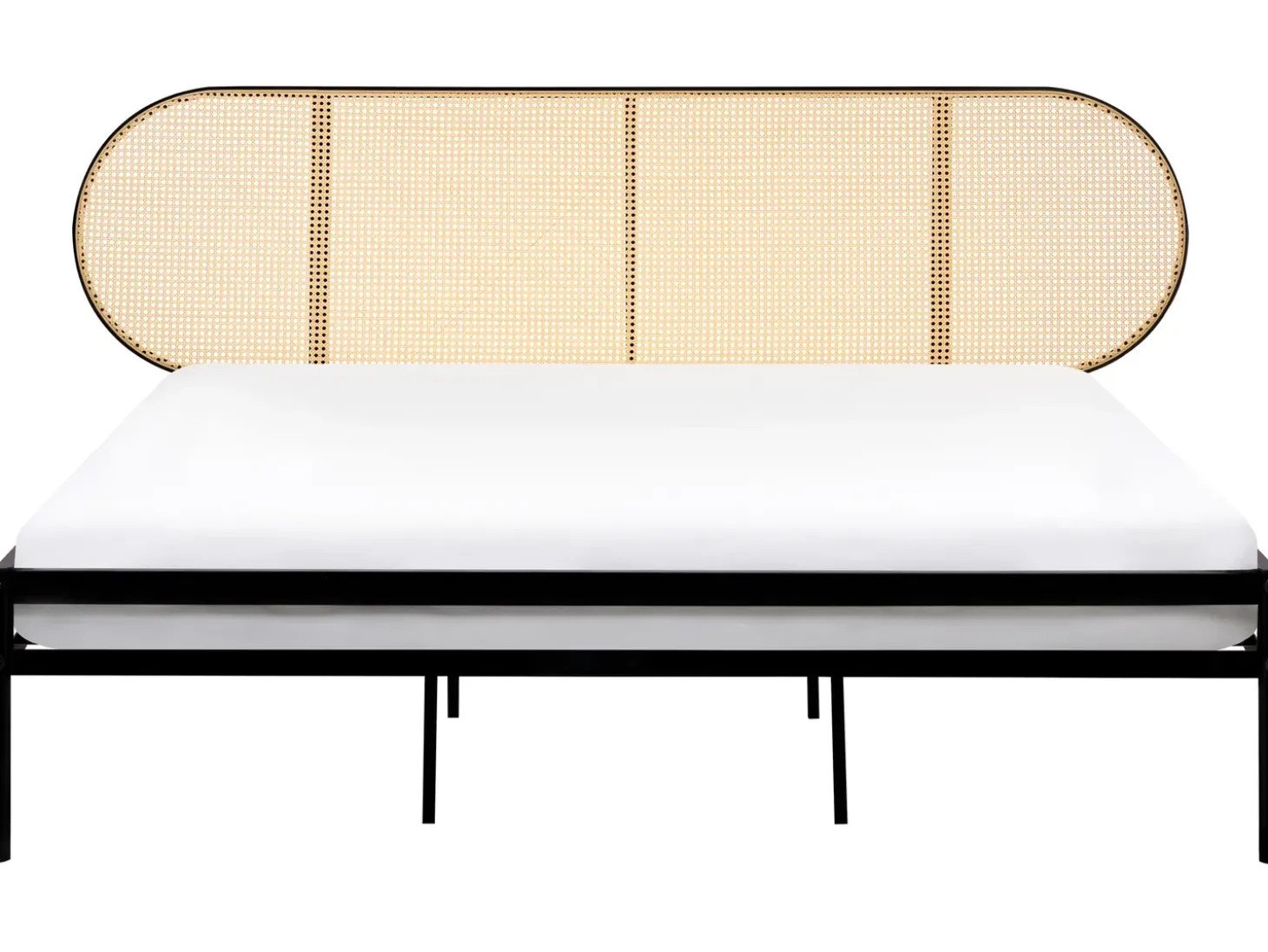 Best Łóżko Technorattan BOULIN 180 x 200 cm Czarny Łóżka Metalowe|Łóżka Podwójne