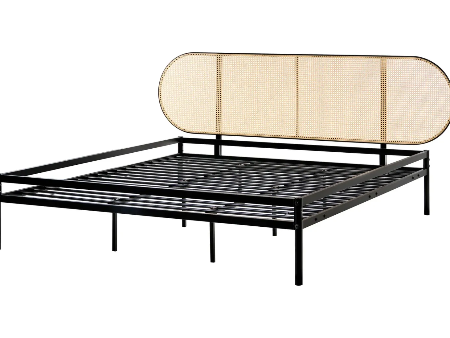 Best Łóżko Technorattan BOULIN 180 x 200 cm Czarny Łóżka Metalowe|Łóżka Podwójne