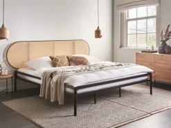 Best Łóżko Technorattan BOULIN 180 x 200 cm Czarny Łóżka Metalowe|Łóżka Podwójne
