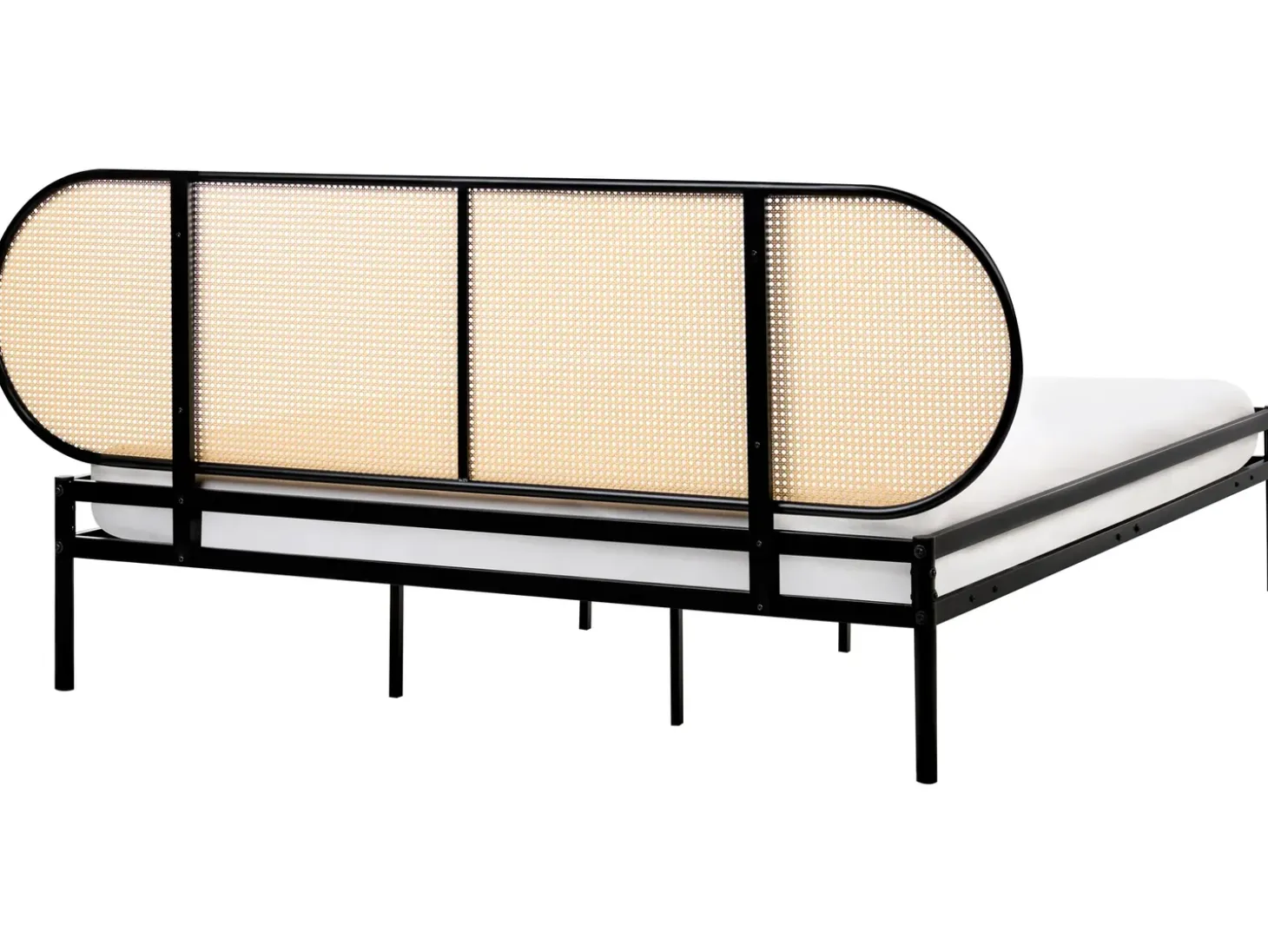 Best Łóżko Technorattan BOULIN 180 x 200 cm Czarny Łóżka Metalowe|Łóżka Podwójne