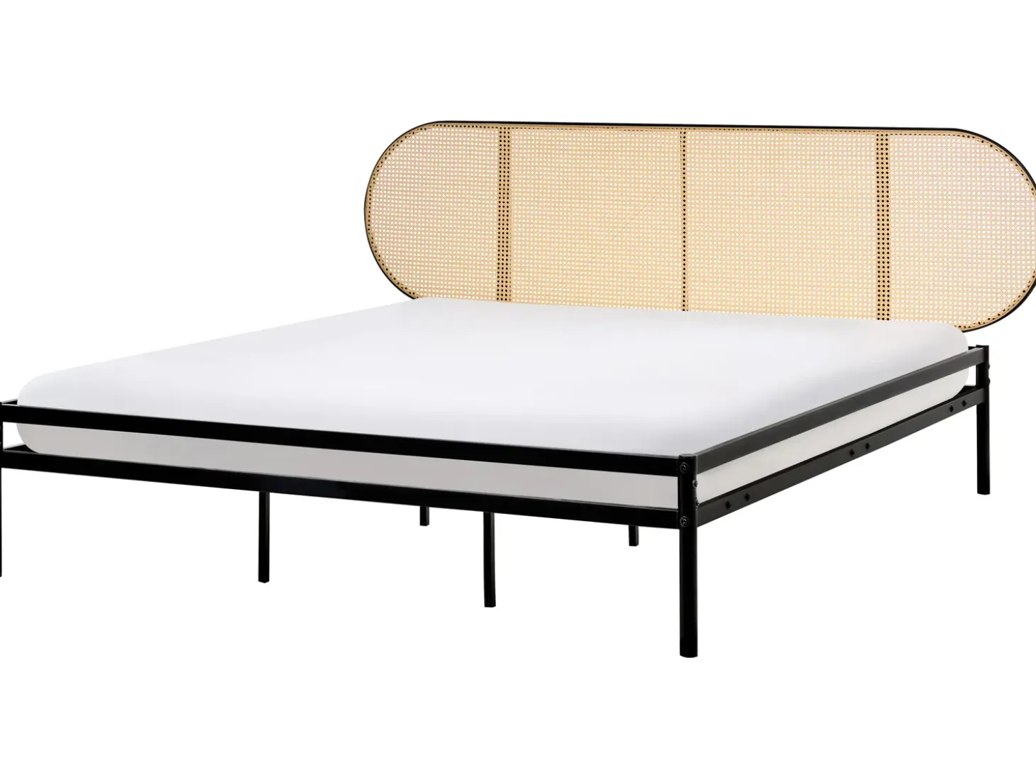 Best Łóżko Technorattan BOULIN 180 x 200 cm Czarny Łóżka Metalowe|Łóżka Podwójne