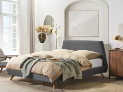 Discount Łóżko VIENNE 180 x 200 cm Szary Łóżka Tapicerowane|Łóżka Podwójne