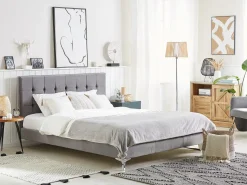 Discount Łóżko Welur AMBERT 160 x 200 cm Łóżka Tapicerowane|Łóżka Podwójne
