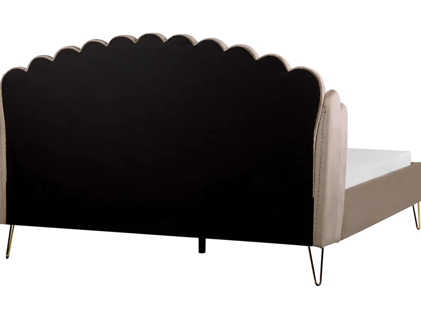 Outlet Łóżko Welur AMBILLOU 180 x 200 cm Beżowoszary Łóżka Tapicerowane|Łóżka Podwójne