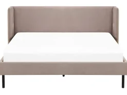 Hot Łóżko Welur ARETTE 160 x 200 cm Beżowoszary Łóżka Tapicerowane|Łóżka Podwójne