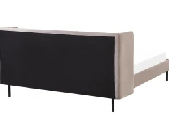 Hot Łóżko Welur ARETTE 160 x 200 cm Beżowoszary Łóżka Tapicerowane|Łóżka Podwójne