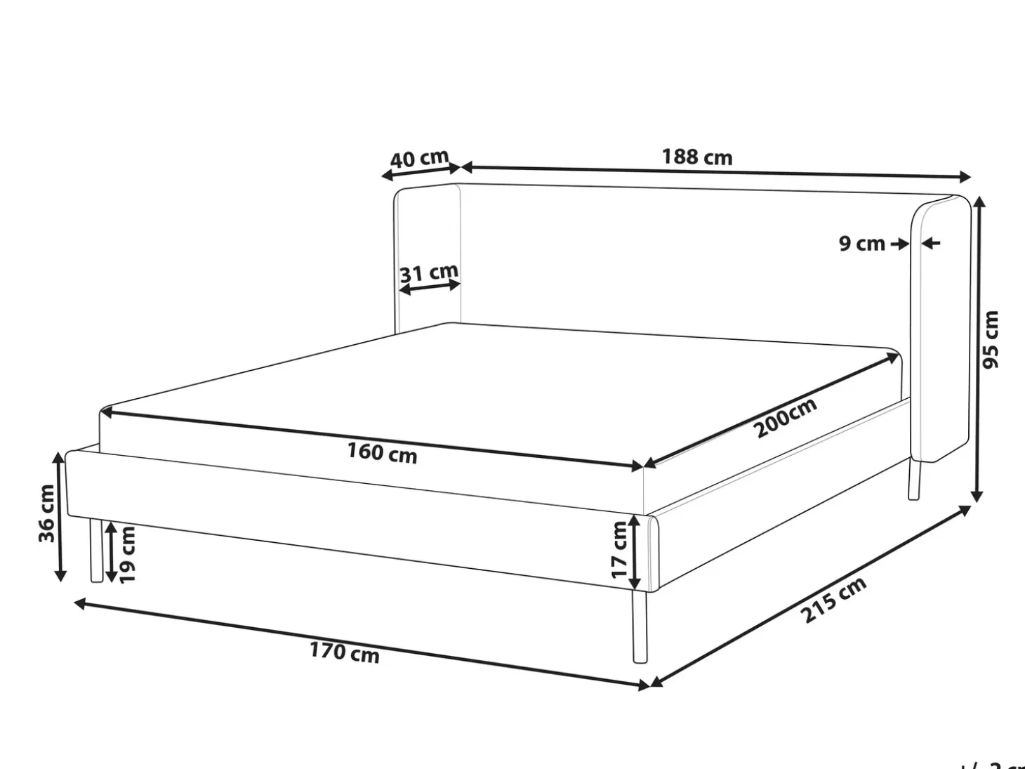 Clearance Łóżko Welur ARETTE 160 x 200 cm Jasno Łóżka Tapicerowane|Łóżka Podwójne