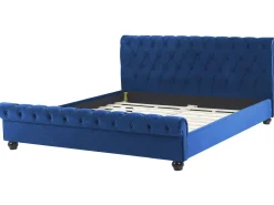 Clearance Welur AVALLON 180 x 200 cm Granatowy Łóżka Tapicerowane|Łóżka Podwójne