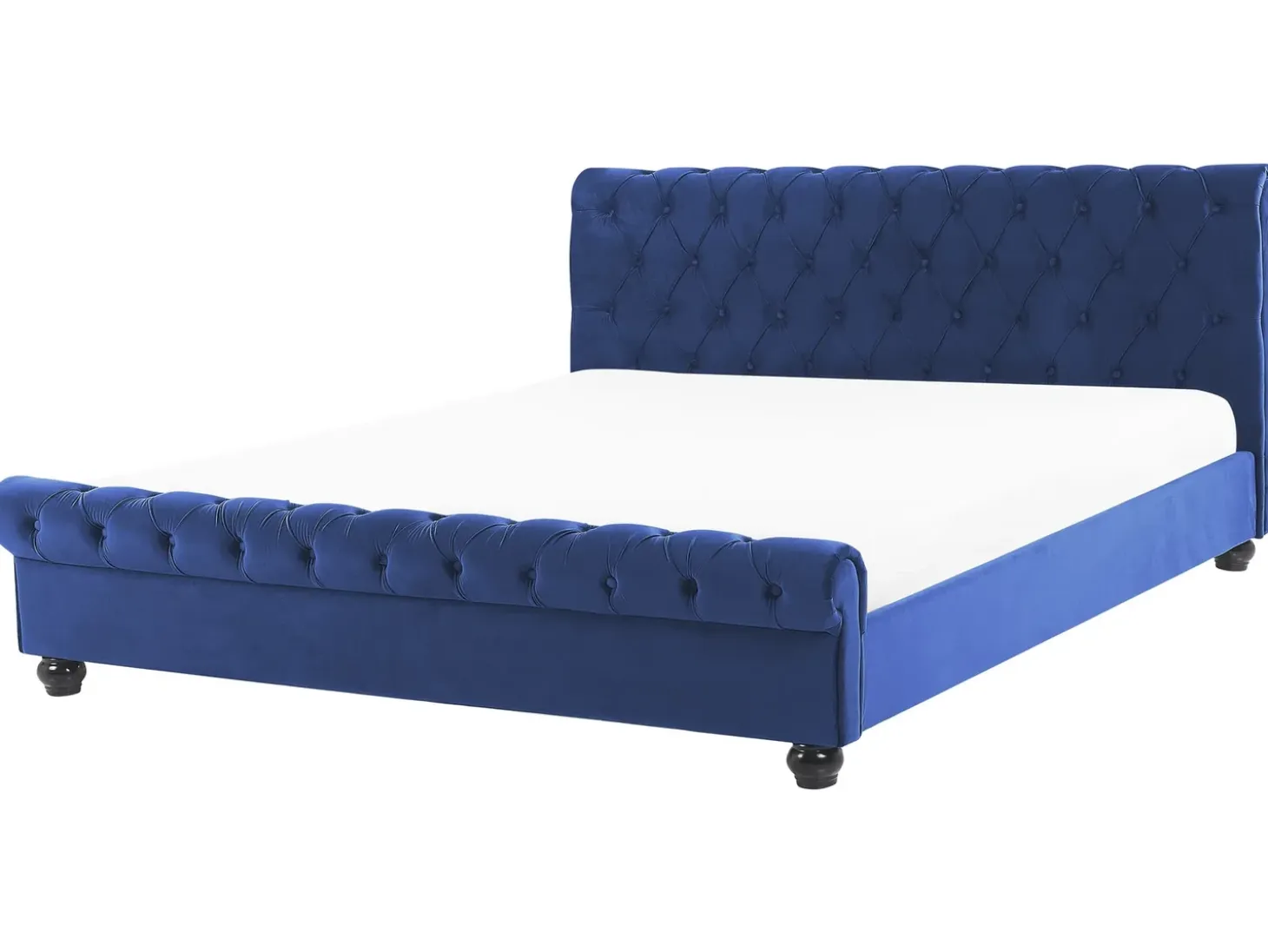 Clearance Welur AVALLON 180 x 200 cm Granatowy Łóżka Tapicerowane|Łóżka Podwójne