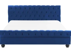 Clearance Welur AVALLON 180 x 200 cm Granatowy Łóżka Tapicerowane|Łóżka Podwójne