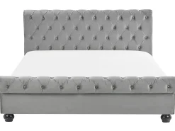 Outlet Welur AVALLON 180 x 200 cm Szary Łóżka Tapicerowane|Łóżka Podwójne
