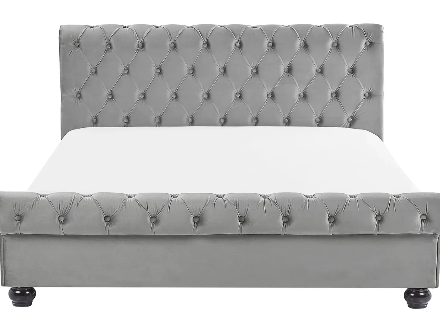 Outlet Welur AVALLON 180 x 200 cm Szary Łóżka Tapicerowane|Łóżka Podwójne