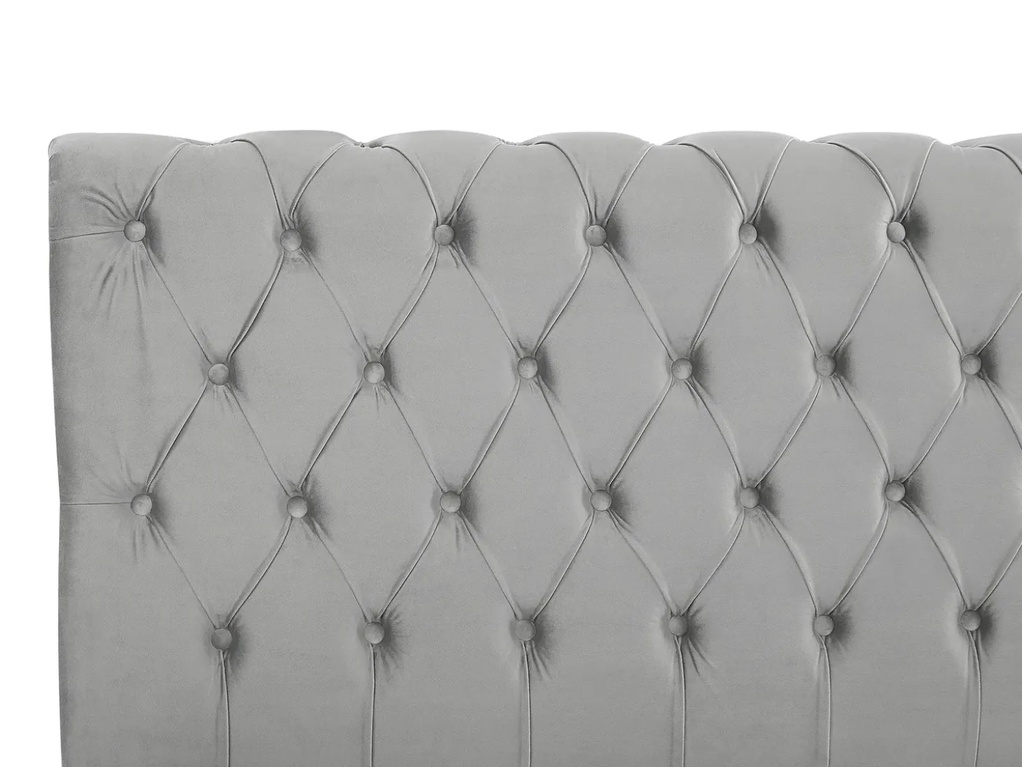 Outlet Welur AVALLON 180 x 200 cm Szary Łóżka Tapicerowane|Łóżka Podwójne