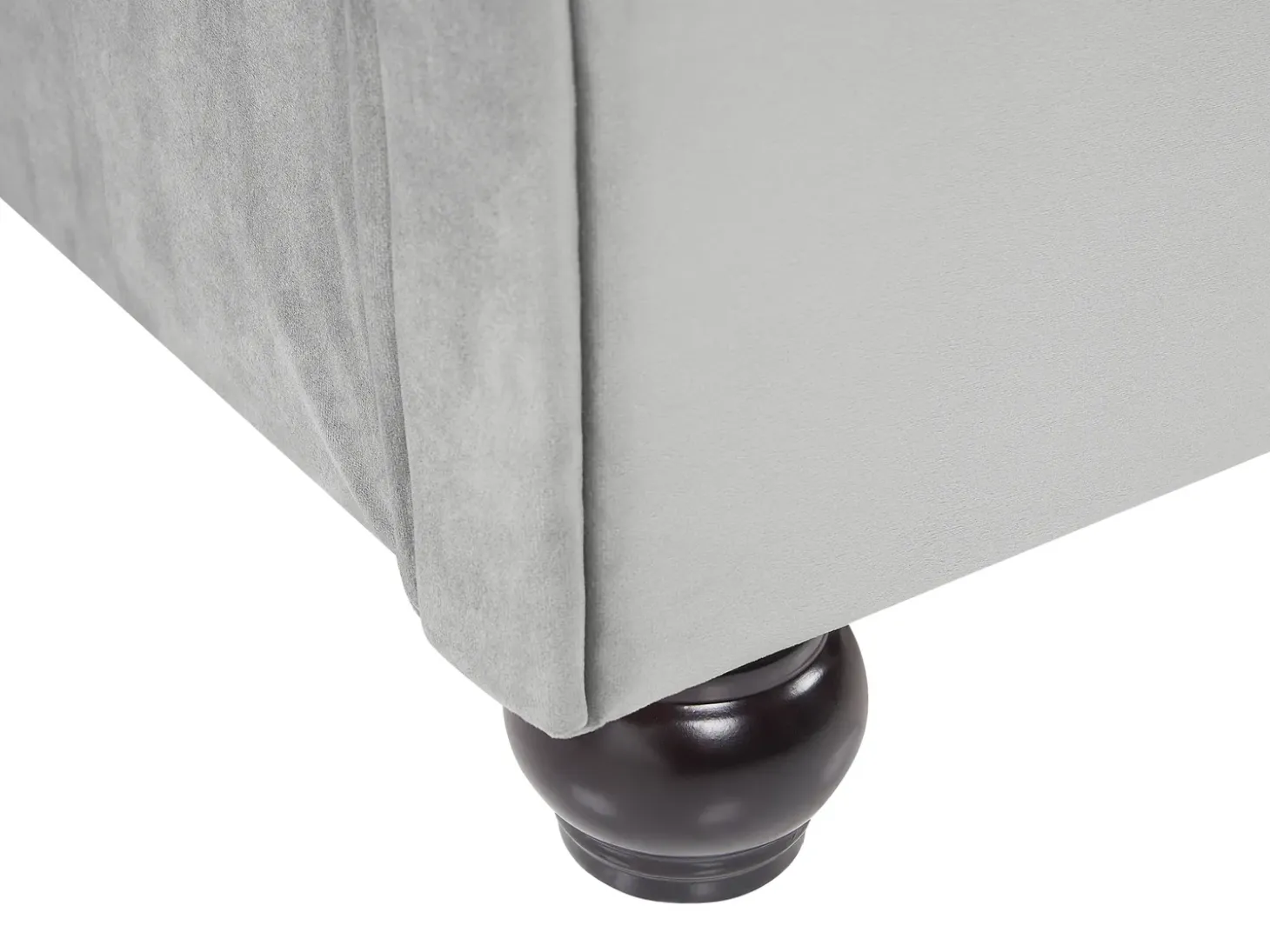 Outlet Welur AVALLON 180 x 200 cm Szary Łóżka Tapicerowane|Łóżka Podwójne