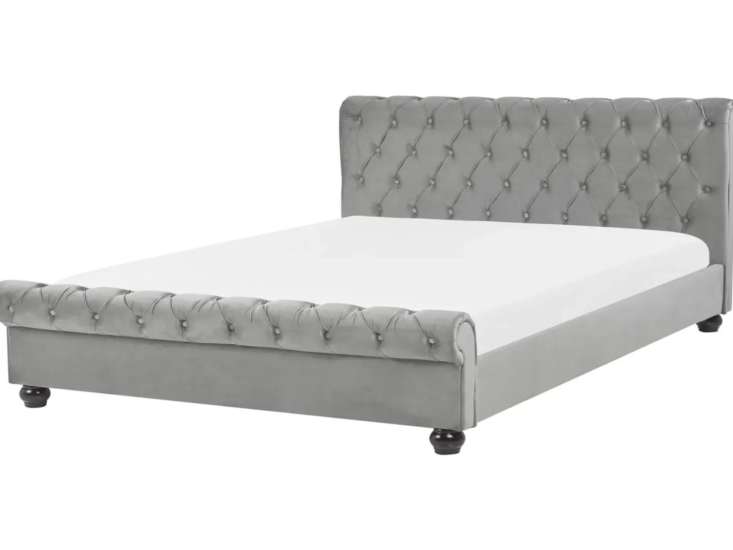 Outlet Welur AVALLON 180 x 200 cm Szary Łóżka Tapicerowane|Łóżka Podwójne