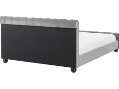 Outlet Welur AVALLON 180 x 200 cm Szary Łóżka Tapicerowane|Łóżka Podwójne