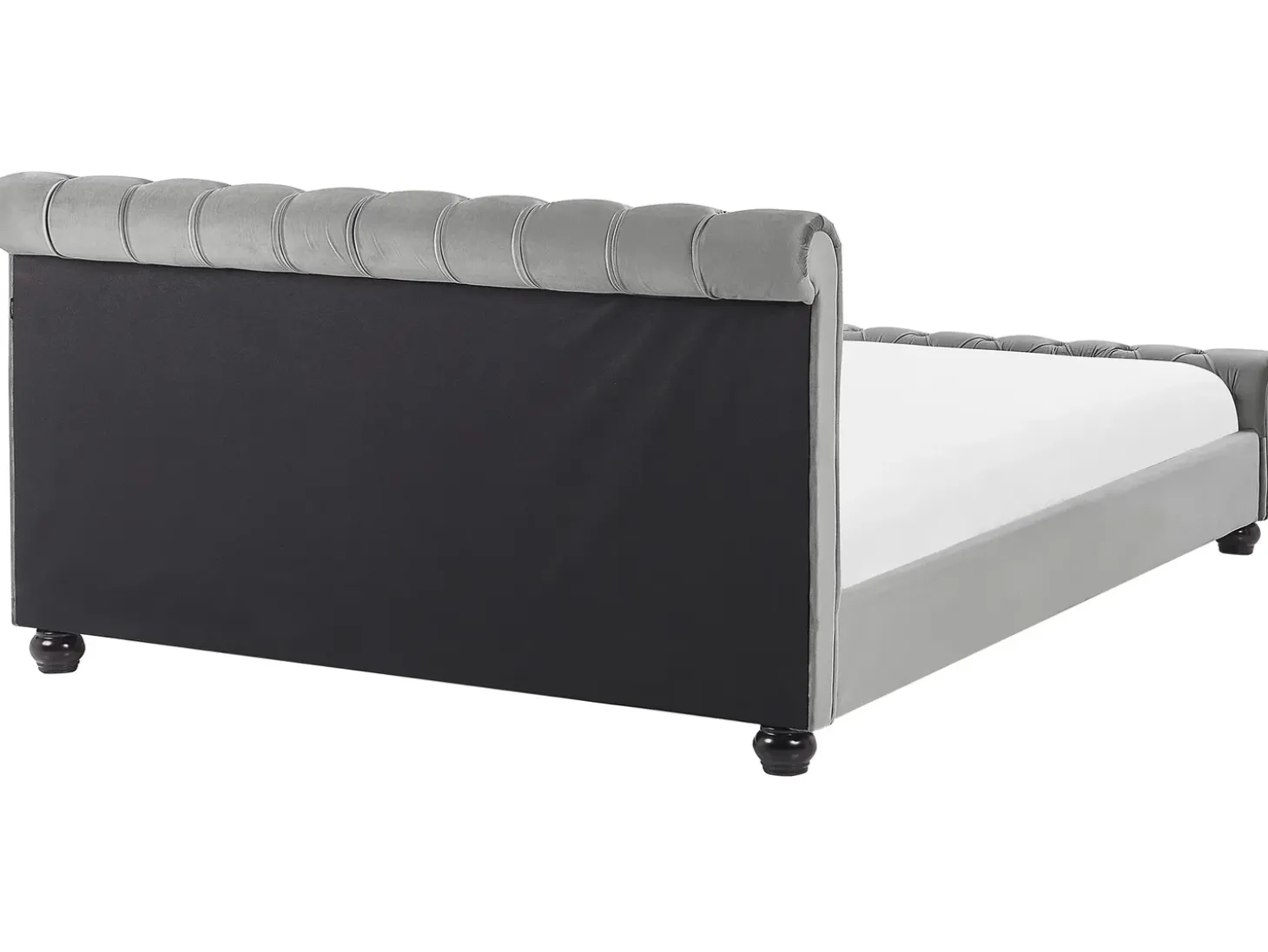 Outlet Welur AVALLON 180 x 200 cm Szary Łóżka Tapicerowane|Łóżka Podwójne