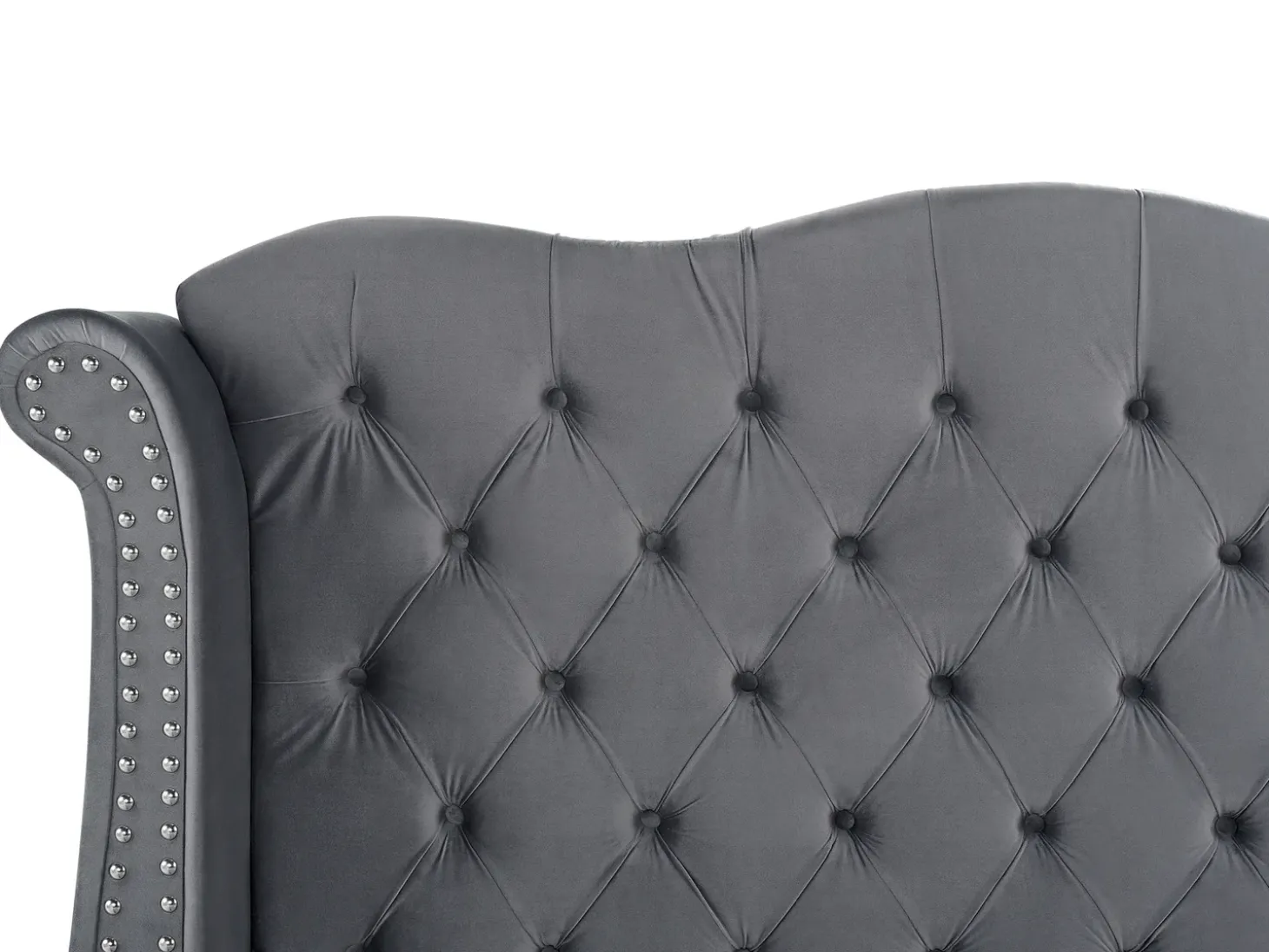 Discount Łóżko Welur AYETTE 180 x 200 cm Łóżka Tapicerowane|Łóżka Podwójne