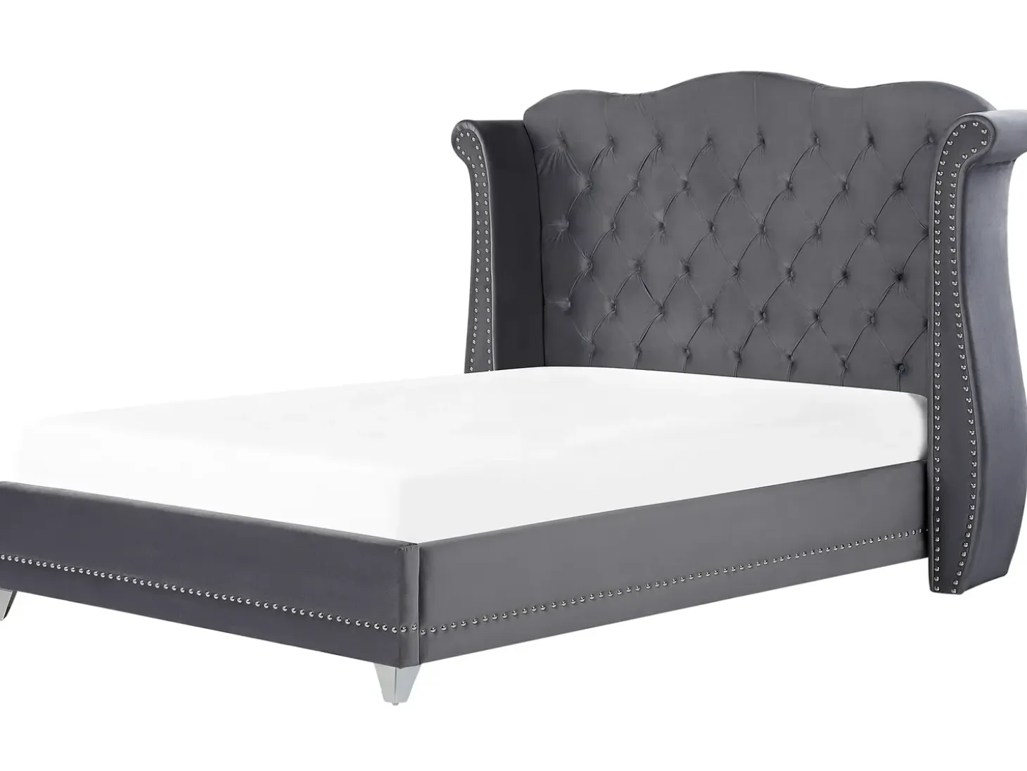Discount Łóżko Welur AYETTE 180 x 200 cm Łóżka Tapicerowane|Łóżka Podwójne