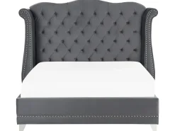 Discount Łóżko Welur AYETTE 180 x 200 cm Łóżka Tapicerowane|Łóżka Podwójne