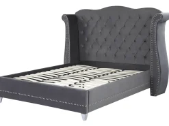 Discount Łóżko Welur AYETTE 180 x 200 cm Łóżka Tapicerowane|Łóżka Podwójne