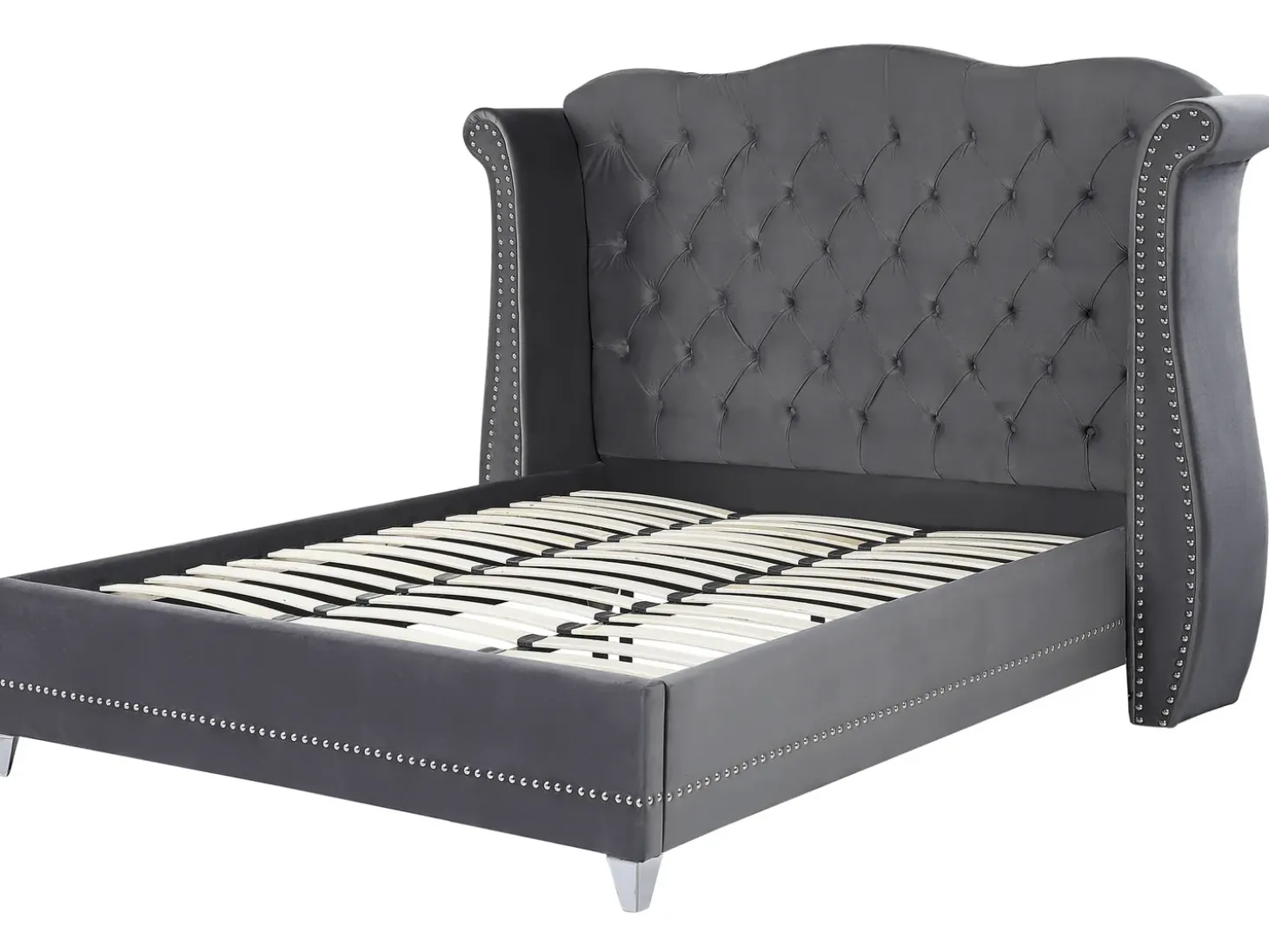 Discount Łóżko Welur AYETTE 180 x 200 cm Łóżka Tapicerowane|Łóżka Podwójne