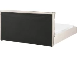 Outlet Welur BAJONNA 160 x 200 cm Beżowoszary Łóżka Tapicerowane|Łóżka Podwójne