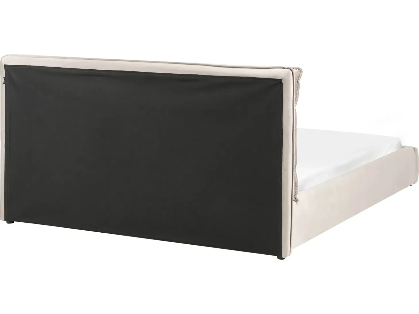 Outlet Welur BAJONNA 160 x 200 cm Beżowoszary Łóżka Tapicerowane|Łóżka Podwójne