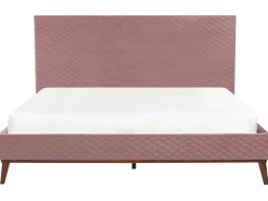 Hot Łóżko Welur BAYONNE 180 x 200 cm Różowy Łóżka Tapicerowane|Łóżka Podwójne