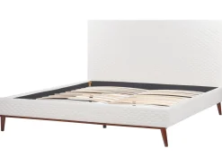 New Łóżko Welur BAYONNE 180 x 200 cm Złamana biel Łóżka Tapicerowane|Łóżka Podwójne