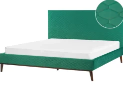 Discount Łóżko Welur BAYONNE 180 x 200 cm Zielony Łóżka Tapicerowane|Łóżka Podwójne