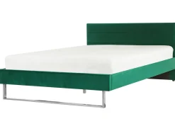 Outlet Łóżko Welur BELLOU 180 x 200 cm Zielony Łóżka Tapicerowane|Łóżka Podwójne