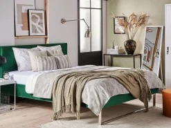 Outlet Łóżko Welur BELLOU 180 x 200 cm Zielony Łóżka Tapicerowane|Łóżka Podwójne