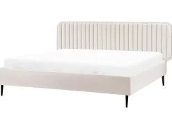 Clearance Łóżko Welur BRIN 180 x 200 cm Beżowy Łóżka Tapicerowane|Łóżka Podwójne